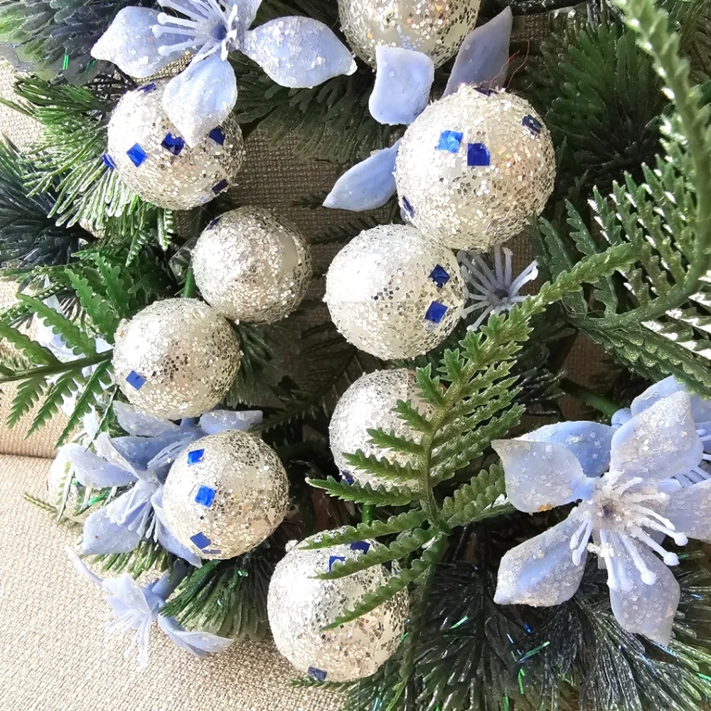 Vintage Mini Icy Blue Decorated Christmas Wreath